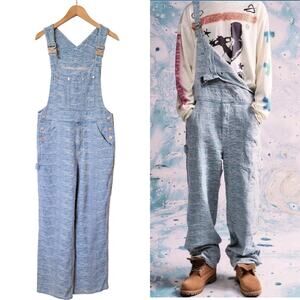 NEW HOMME+FEMME Jacquard Denim Overalls  Size 30 Streetwear